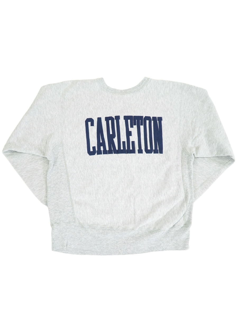 80's プリントタグ チャンピオンRW ''CARLETON'' 両面プリント 表記(L) USA製