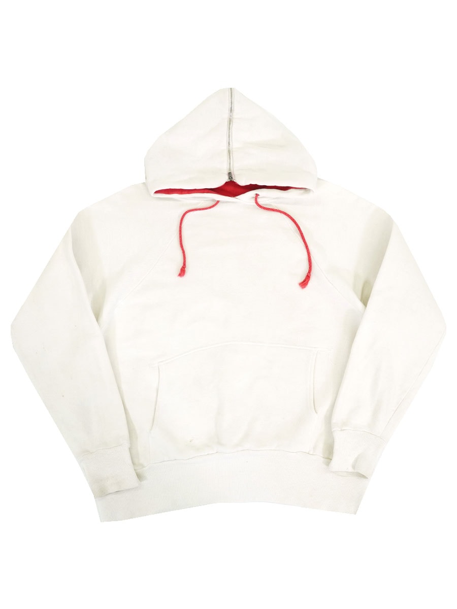60's Healthknit ラビットフード 無地 スウェットパーカ 表記(L) 白x赤