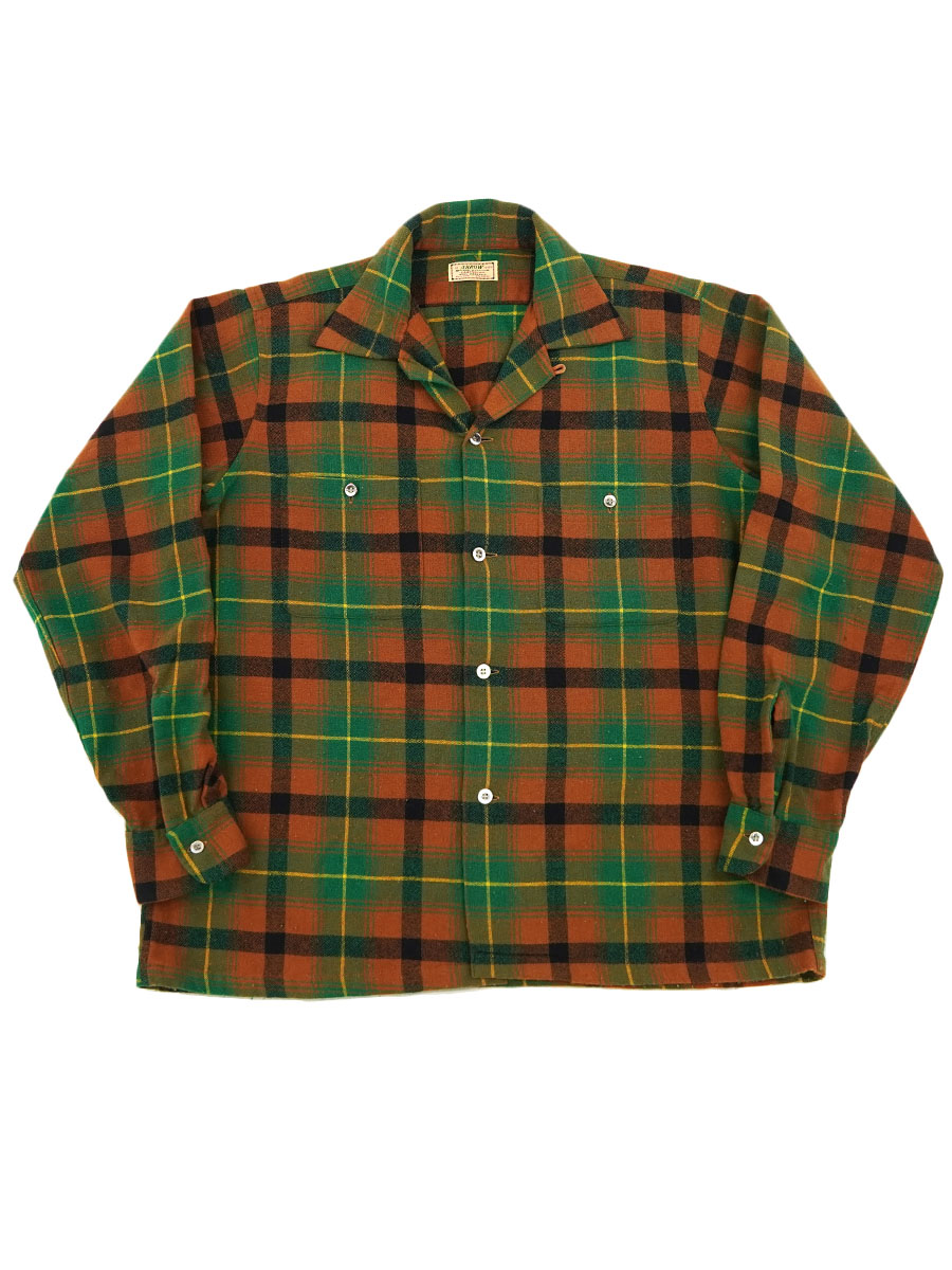 【50〜60s】Lanerossi ループカラーウールチェックシャツ 50~60s】Lanerossi ループカラーウールチェックシャツ (M表記