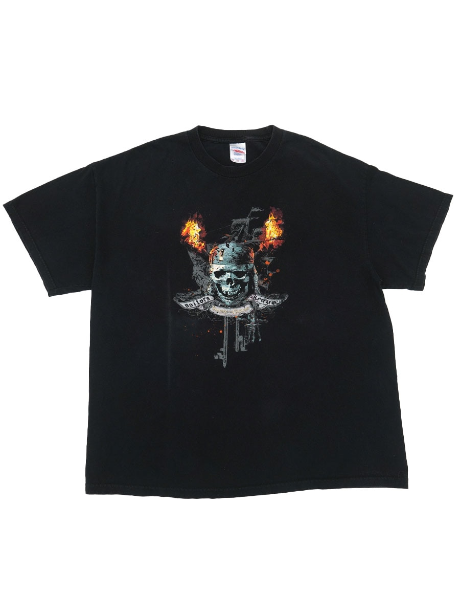 00's TENNESSEE RIVER ''パイレーツ・オブ・カリビアン'' ラメプリントTシャツ ブラック 表記(XL) 