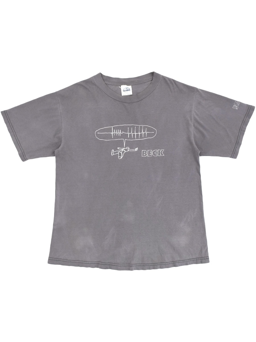 90's～ GLOBAL SELECT ''BECK'' 両面袖プリント Tシャツ チャコール