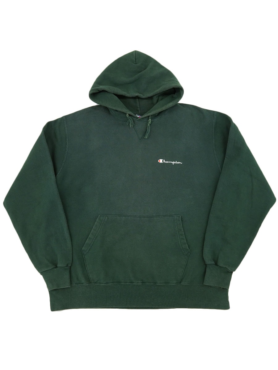 90's チャンピオン 前V スウェットパーカ グリーン 表記(XL) USA製