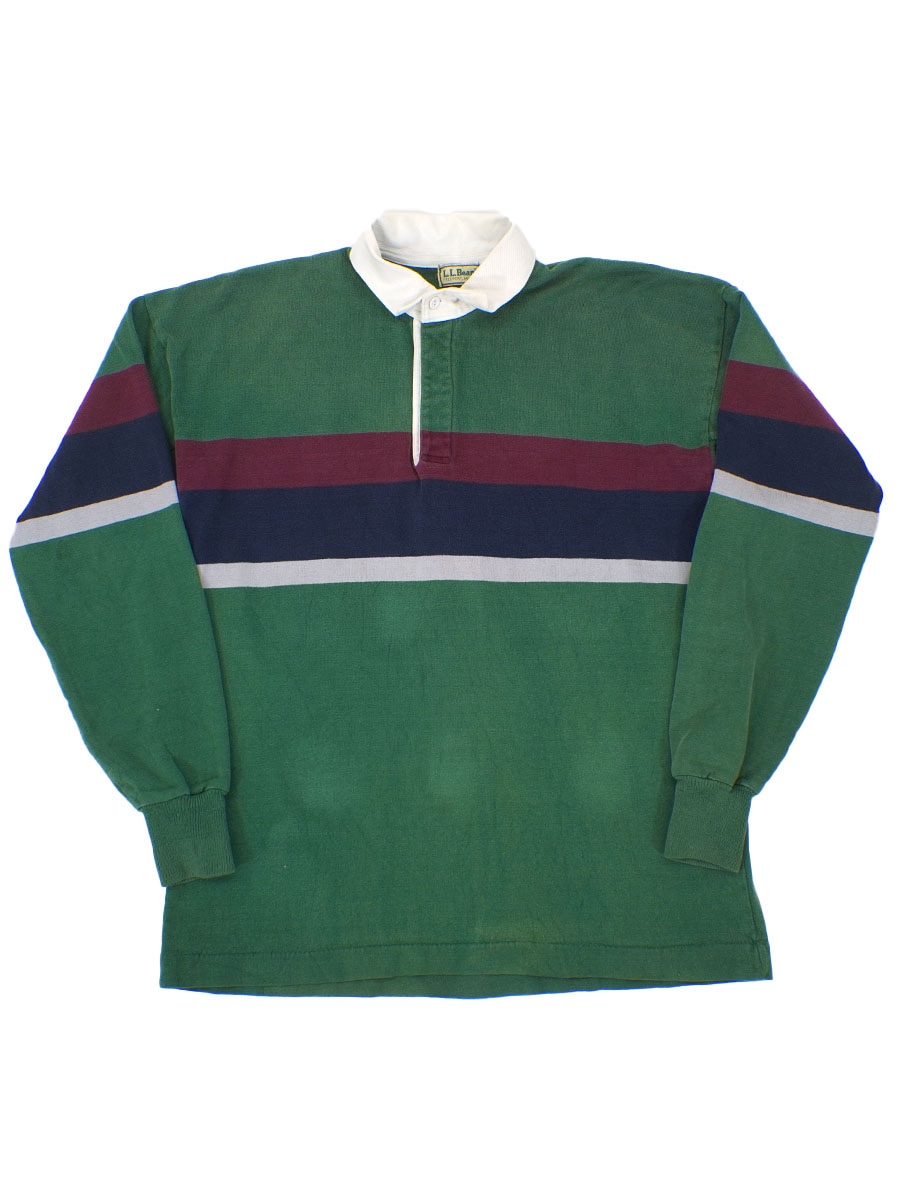 80's～ L.L.BEAN ランダムボーダー ラガーシャツ 表記(XL) 