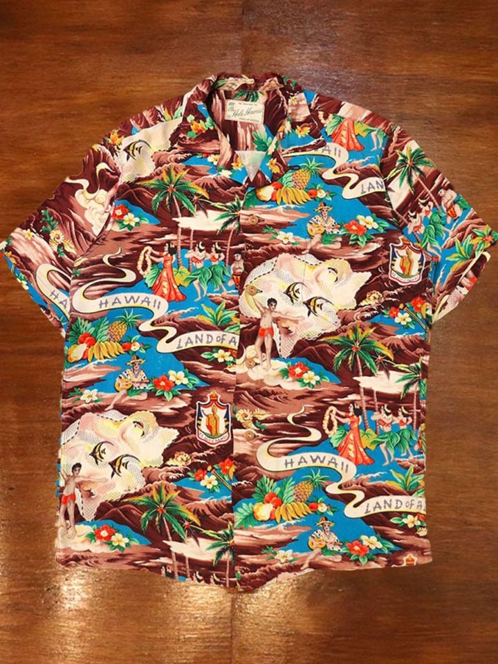 1950s HAWAIIAN SHIRT , LAND OF ALOHA , Size  M