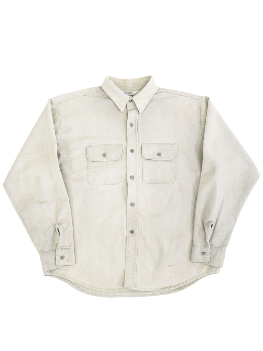 70's FIVEBROTHER 無地 ホワイトスモーク フランネルシャツ 表記(XL)