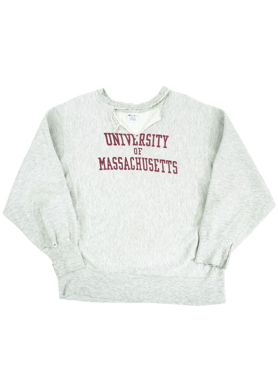 80's プリントタグ チャンピオンRW ''UNIVERSITY OF MASSACHUSETTS'' 表記(M) 襤褸