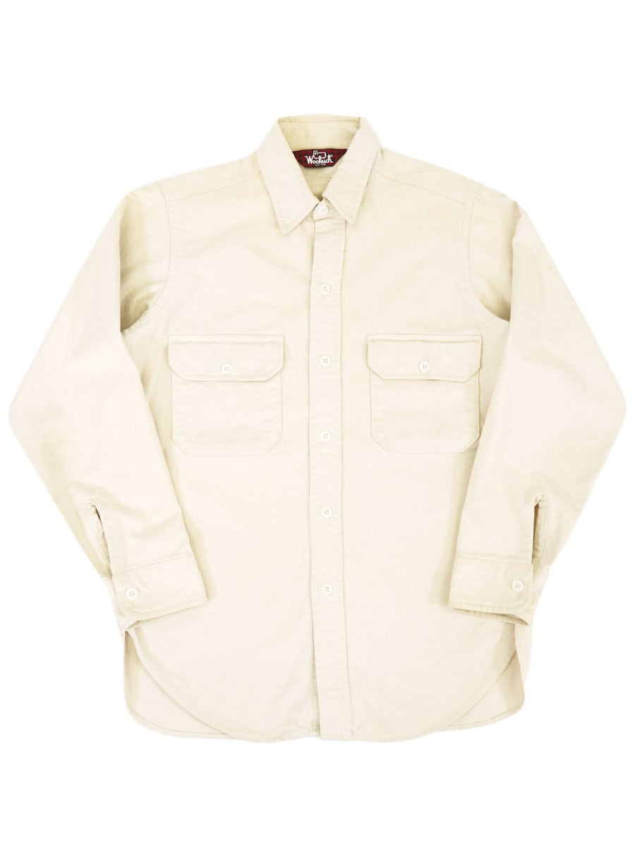 80's Woolrich 無地クリーム シャモアクロスシャツ 表記(M) USA製