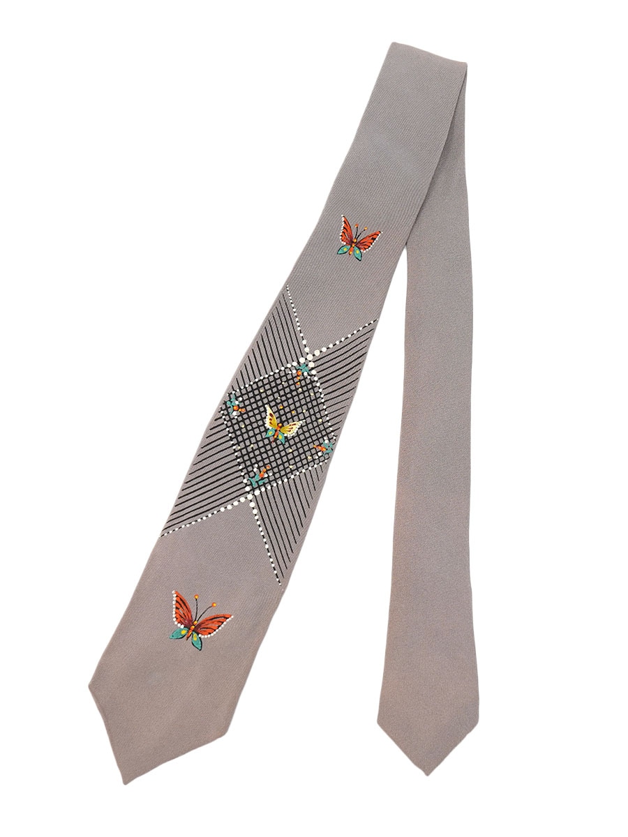 50's PENNEY'S TOWNCRAFT ハンドペイント ネクタイ ローズグレイ