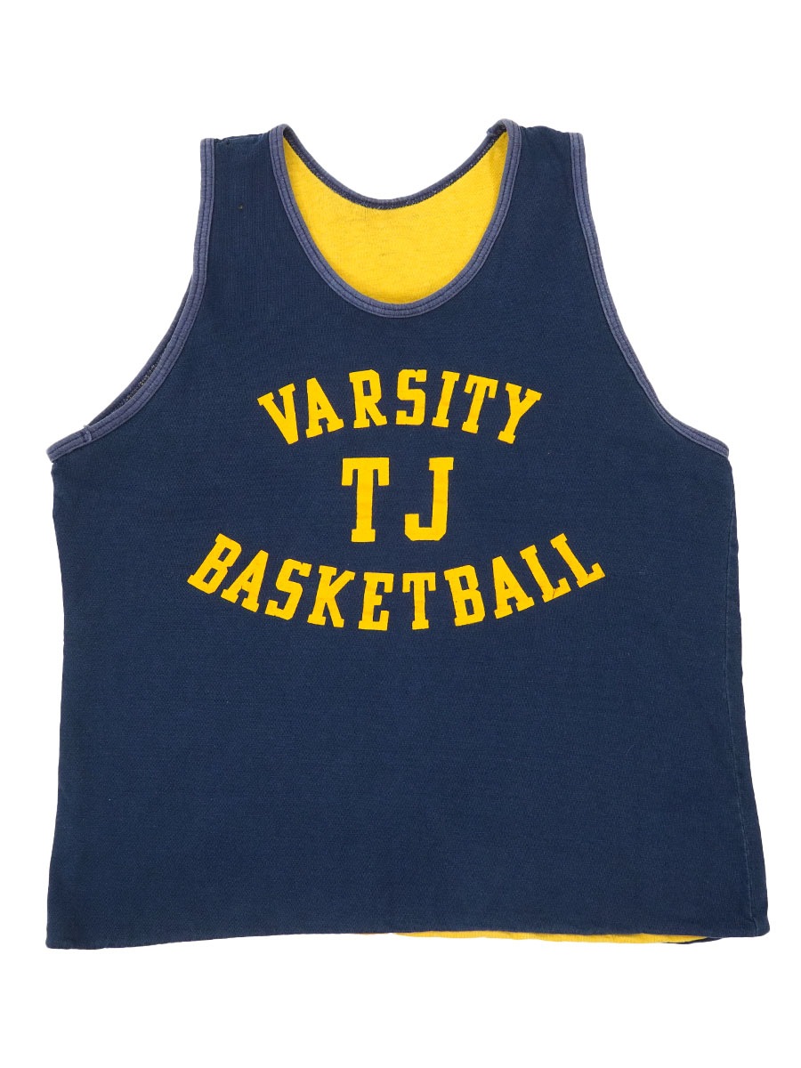 70's～ ''VARSITY TJ BASKETBALL'' リバーシブルタンクトップ 紺