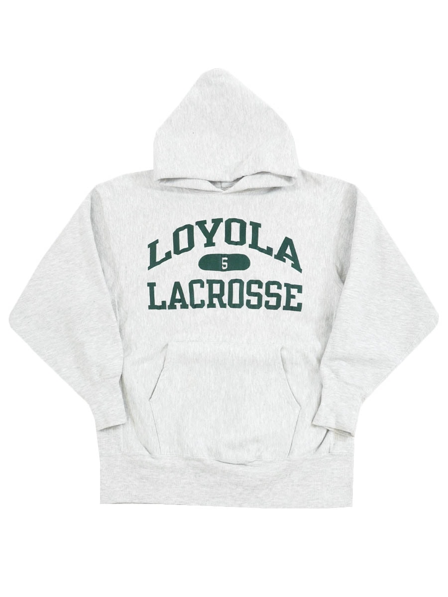 90's 刺繍タグ チャンピオンRWパーカ ''LOYOLA LACROSSE'' 3段プリント 表記(XL) USA製