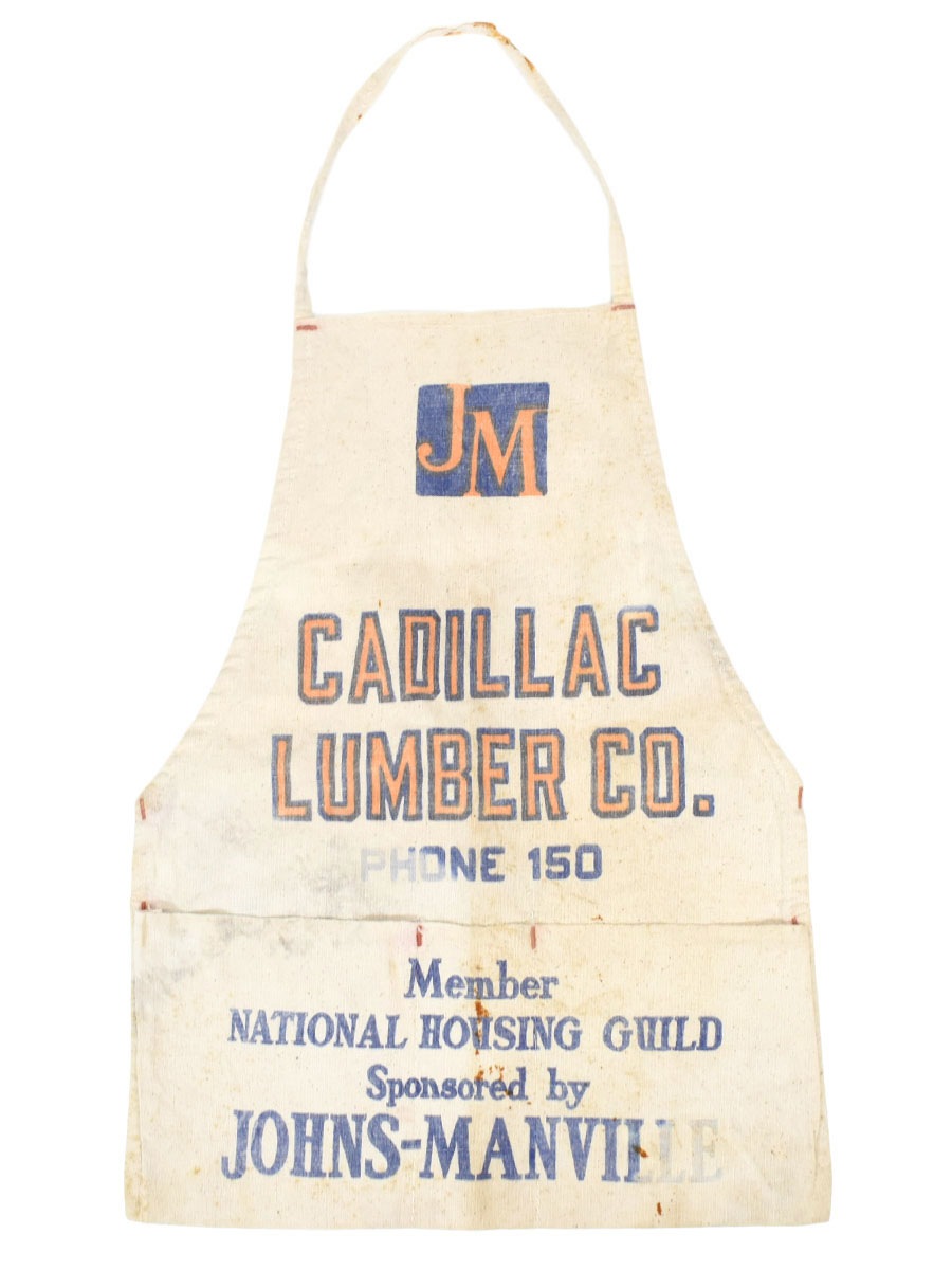 40's～ ''CADILLAC LUMBER CO. JOHMS-MANVILLE'' 染み込みプロント コットンエプロン
