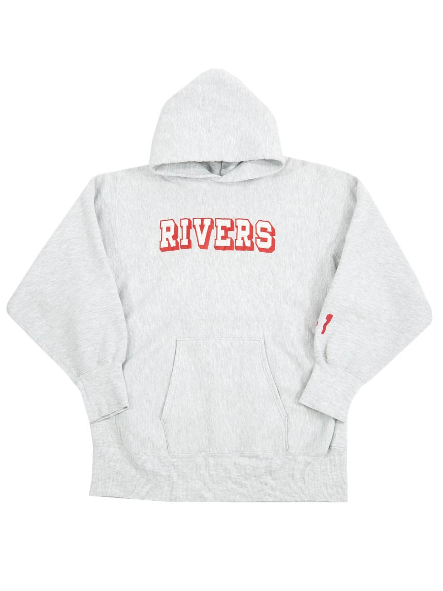 90's 刺繍タグ チャンピオンRWパーカ ''RIVERS'' 袖プリント入り