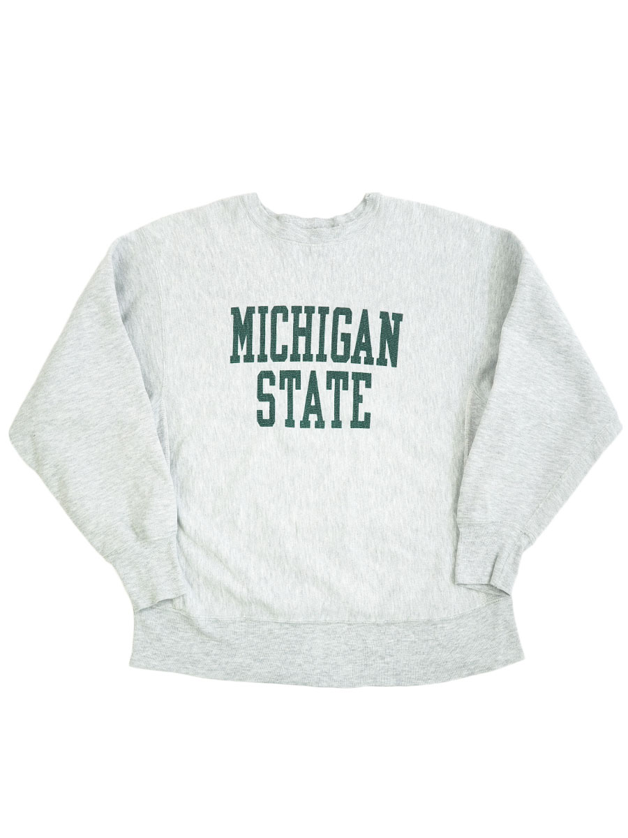80's プリントタグ チャンピオンRW ''MICHIGAN STATE'' 染み込み 表記(L)