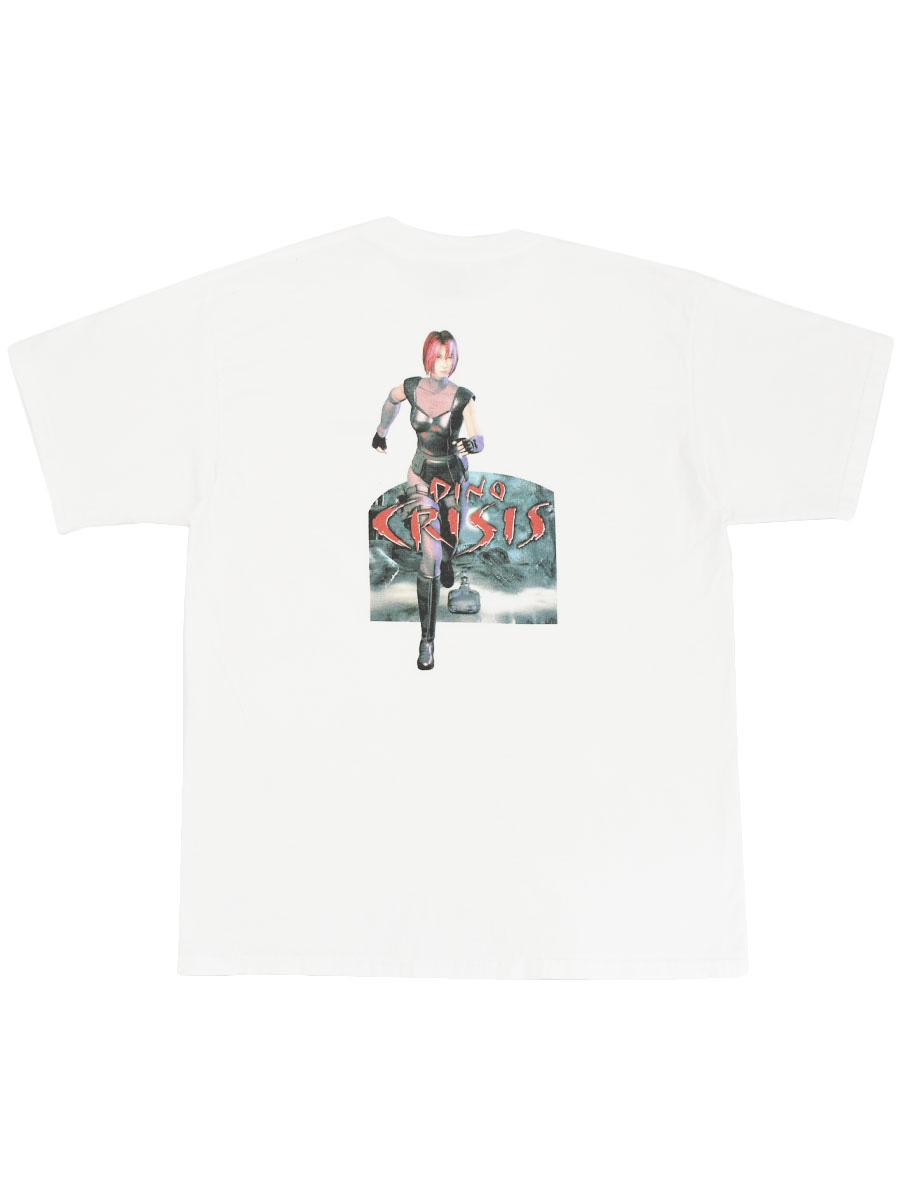 90's～ TULTEX DINO CRISIS ''レジーナ'' 両面プリント Tシャツ ホワイト 表記(XL)