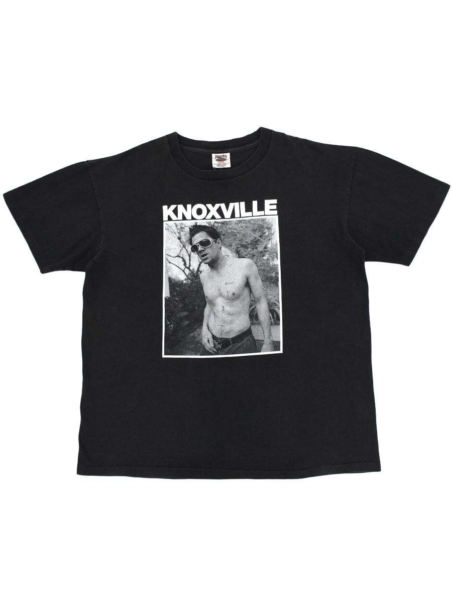 USA製MTV jackass TシャツKNOXVILLE両面プリント黒フェード USA製MTV jackass TシャツKNOXVILLE両面プリント黒フェード