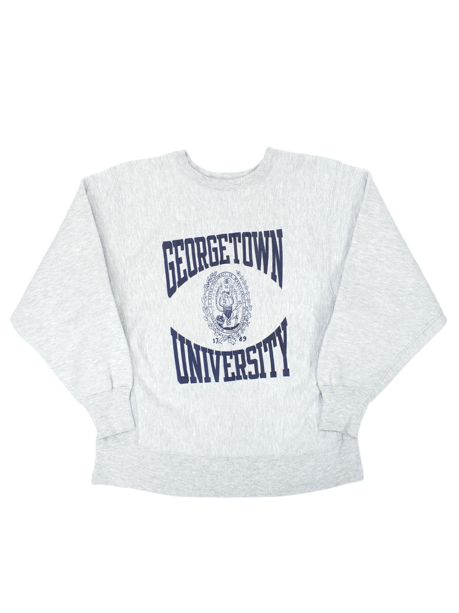 80's プリントタグ チャンピオンRW ''GEORGETOWN UNIVERSITY'' 3段プリント グレー 表記(L)