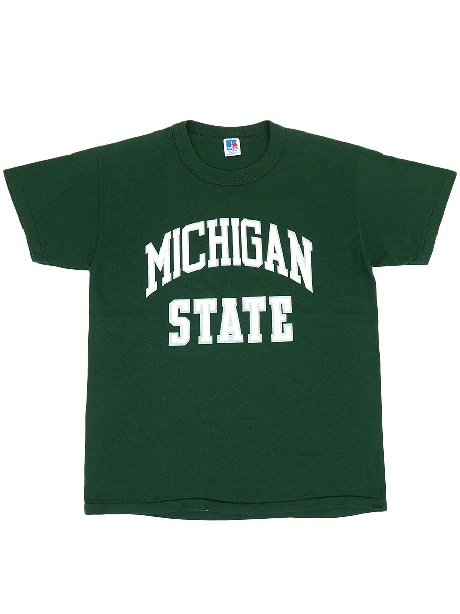 80's RUSSELL ATHLETIC ''MICHIGAN STATE'' Tシャツ グリーン 表記(M) USA製