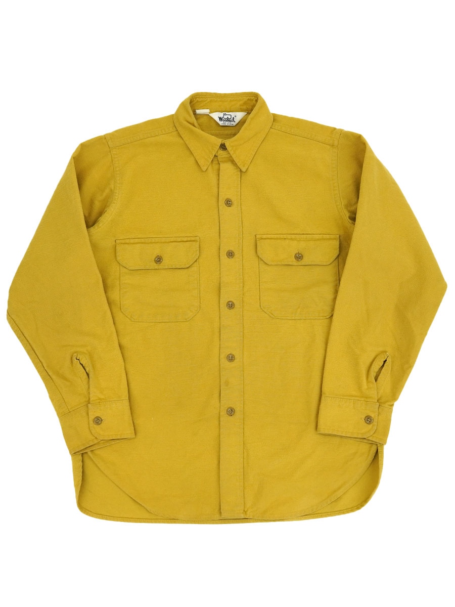 80's Woolrich 無地イエロー シャモアクロスシャツ 実寸(L位) USA製