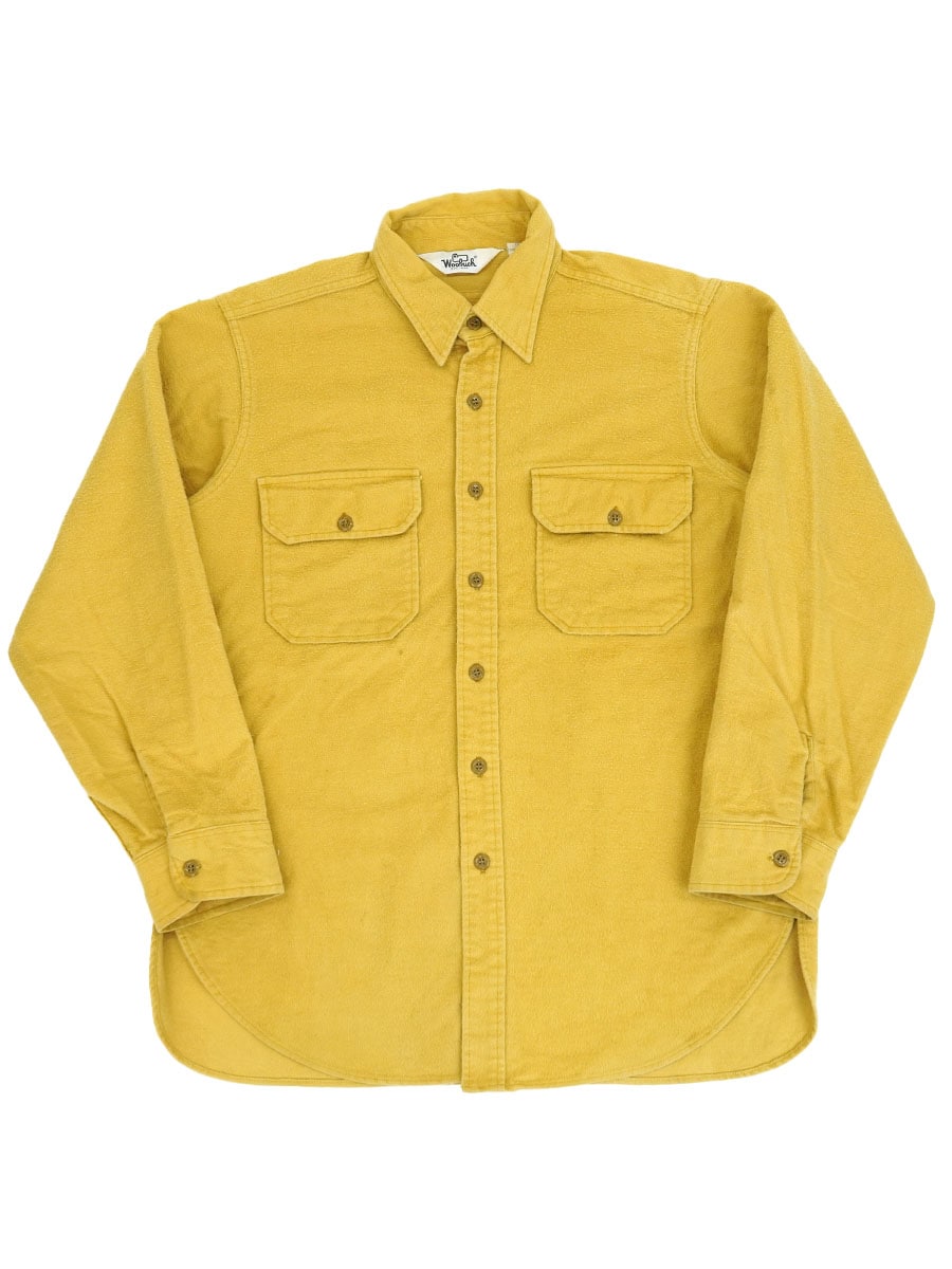 80's Woolrich 無地イエロー シャモアクロスシャツ 表記(L) USA