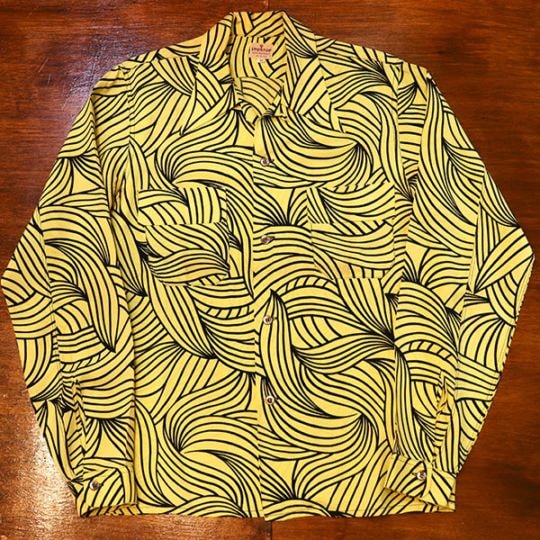 1940s L/S RAYON SHIRT, Size S