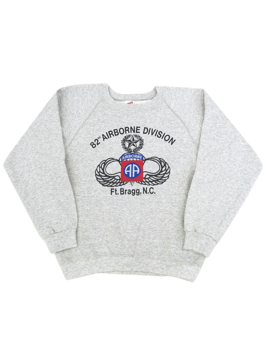 80s90s ミリタリースウェット USA製 ホワイト L AIRBORNE 80's SOFFEE ''AIRBORNE'' 霜降りスウェット 表記(M) USA製 | すべての