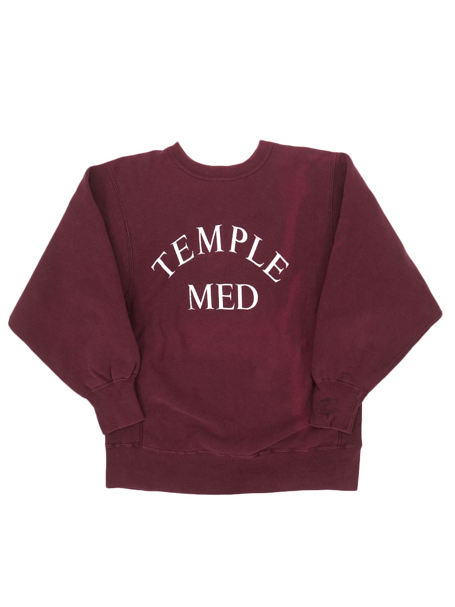 80's プリントタグ チャンピオンRW ''TEMPLE MED'' エンジ 表記(L)