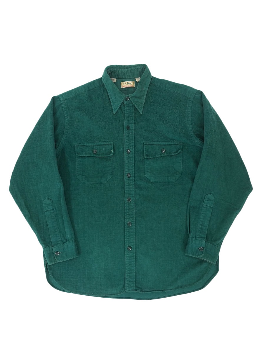 90's L.L.Bean シャモアクロスシャツ 単色シーグリーン 表記(17