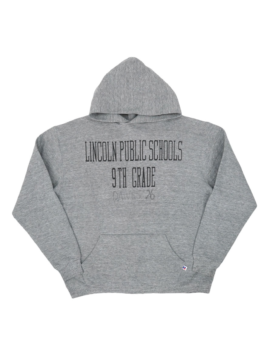 80's RUSSELL ATHLETIC ''LINCOLN PUBLIC SCHOOL 9TH GRADE'' スウェットパーカ 杢グレー 表記(L) USA製