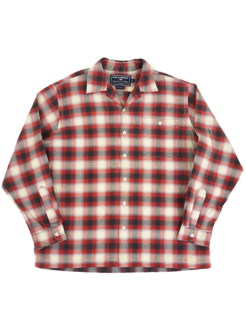 POLO SPORT オンブレーチェック ループカラーコットンシャツ 表記(L