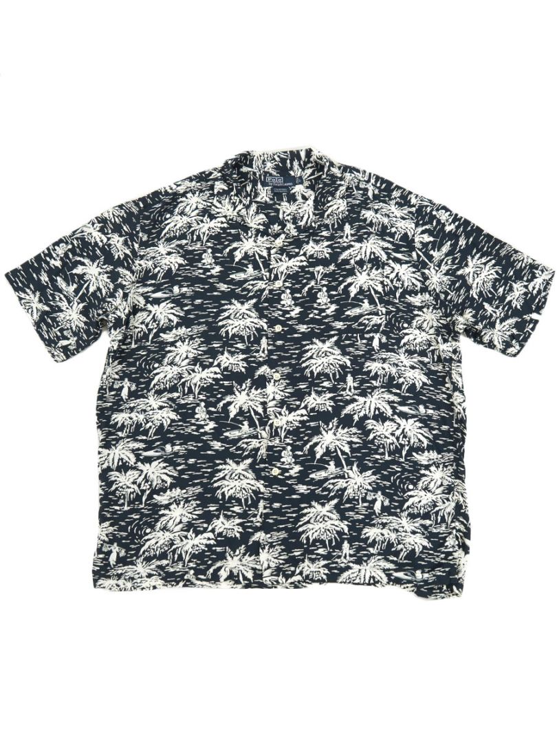ラルフローレン CALDWELL 総柄 開襟シャツ L レーヨン クリックポスト198円も可】(USED) Polo Ralphlauren ポロラルフ