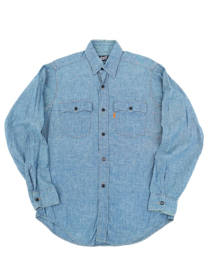 70's Levi's 100%コットン シャンブレーシャツ 表記(M)