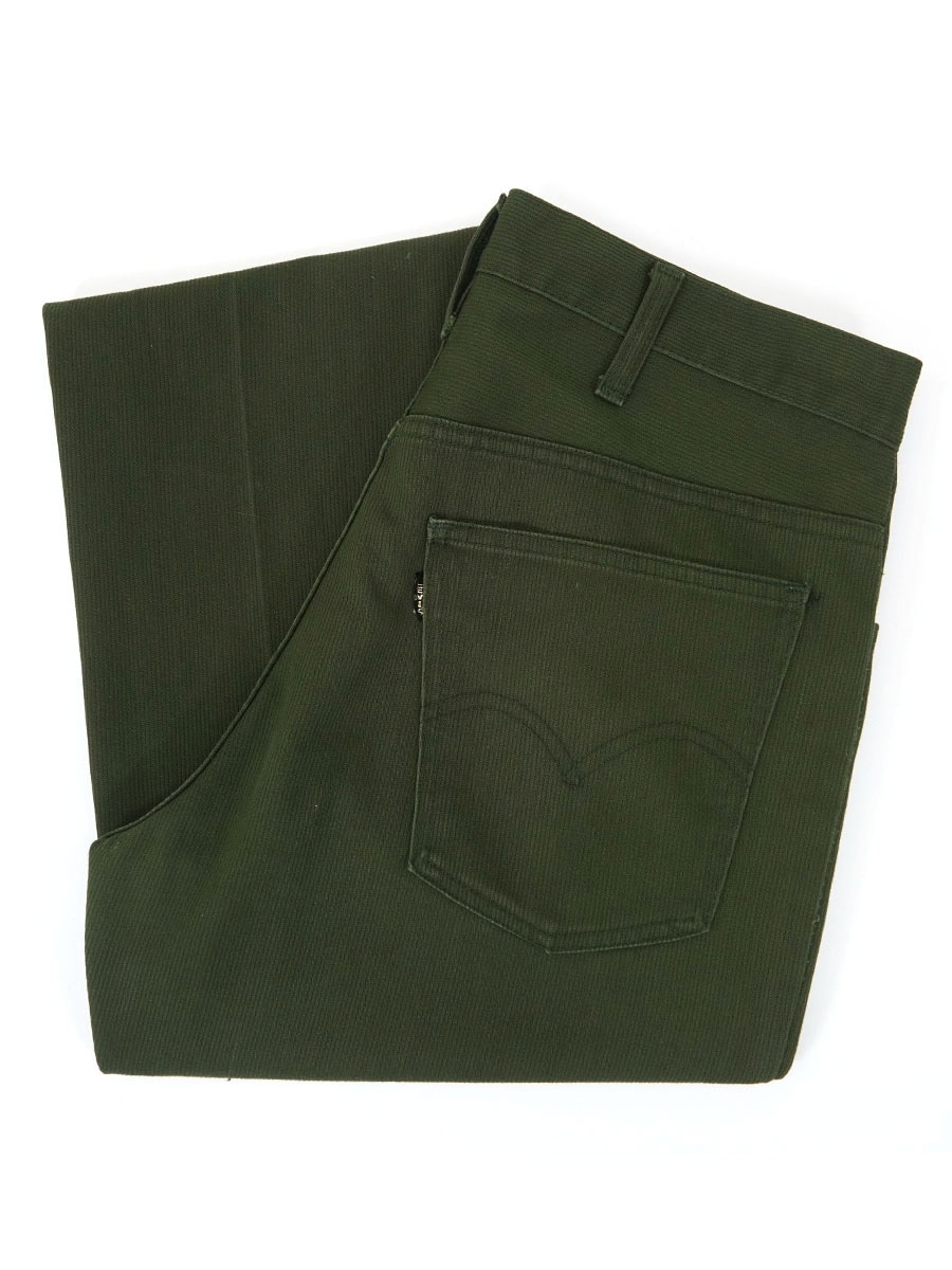 70's Levi's BIG-E STA-PREST ピケ スタプレパンツ ダークグリーン 実寸(32x30位)