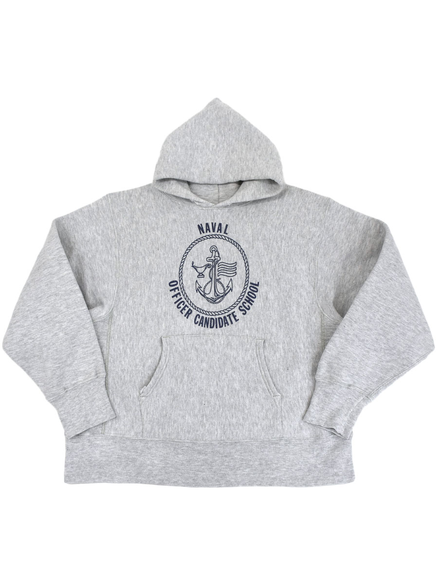 80's プリントタグ チャンピオンRWパーカ ''NAVAL OFFICER CANDIDATE SCHOOL'' 染み込み 表記(M)