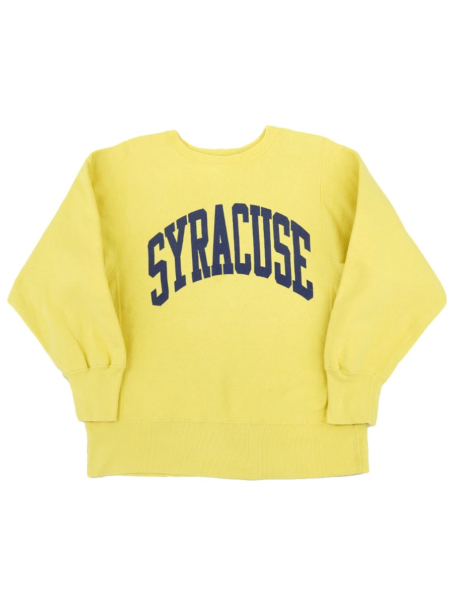 80's プリントタグ チャンピオンRW ''SYRACUSE'' 表記(S) レモンイエロー USA製
