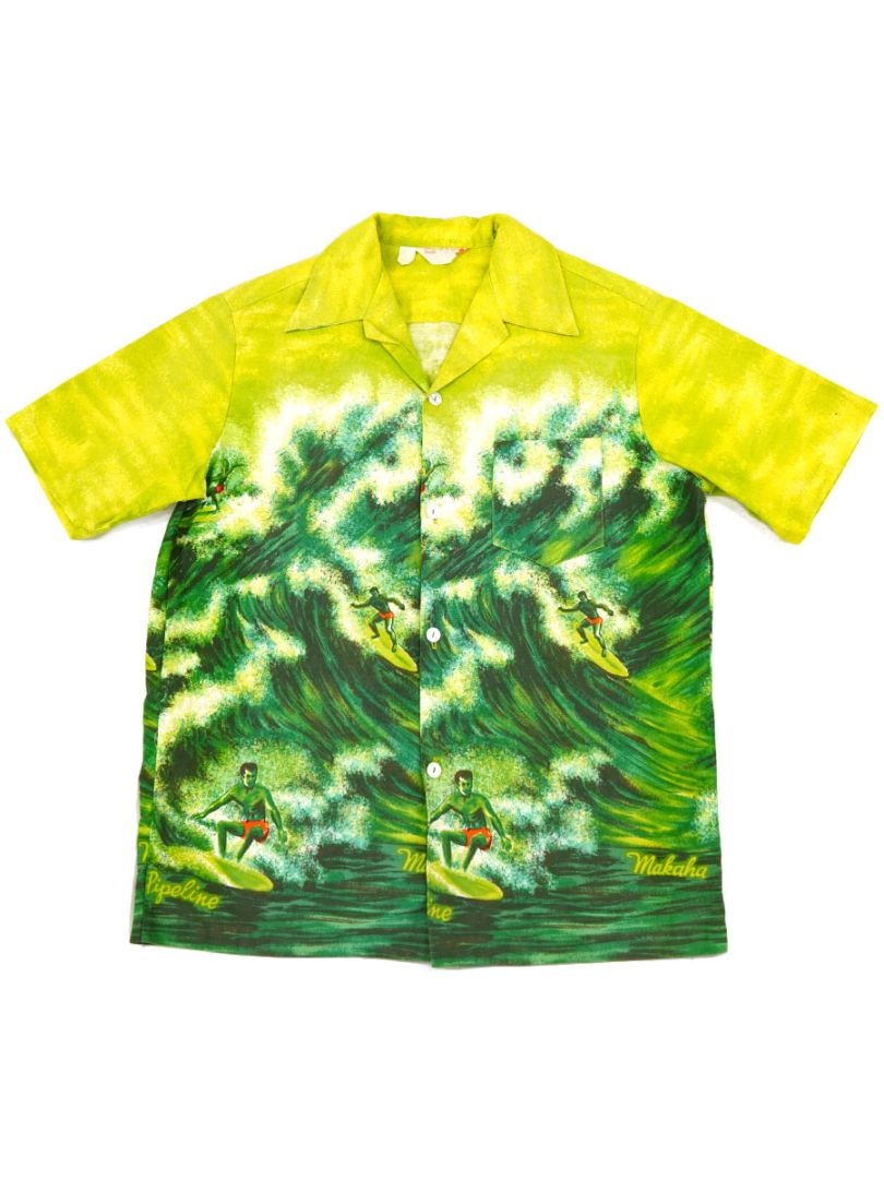 70's Sears ''Makaha Pipeline'' サーフ柄 ハワイアンシャツ 実寸(M位) 