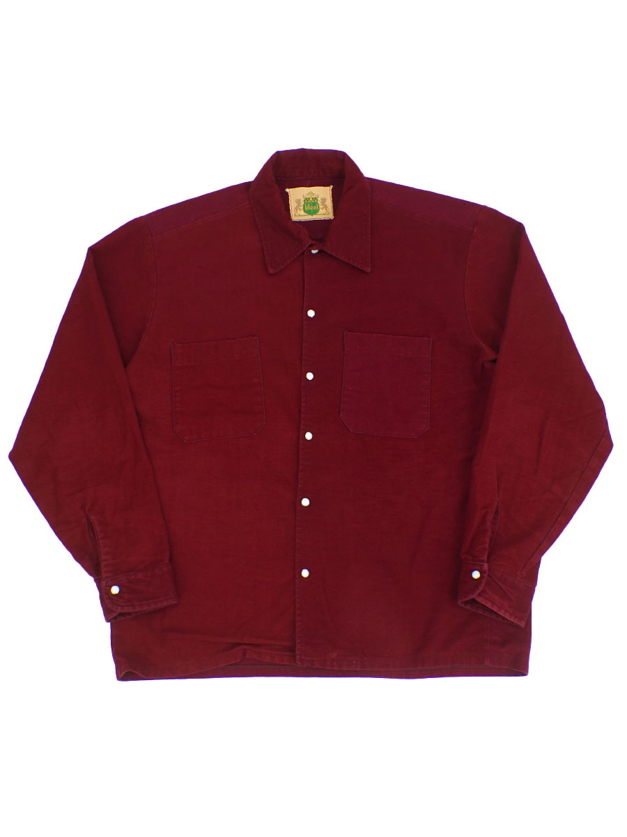 70's Ideal シャモアクロスシャツ 実寸(L位) バーガンディ