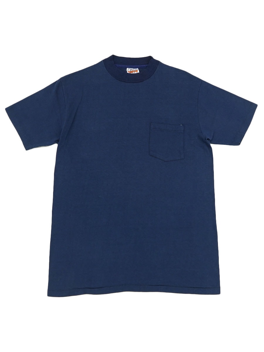 80's Hanes BEEFY 無地 100%コットン ポケット Tシャツ ネイビー