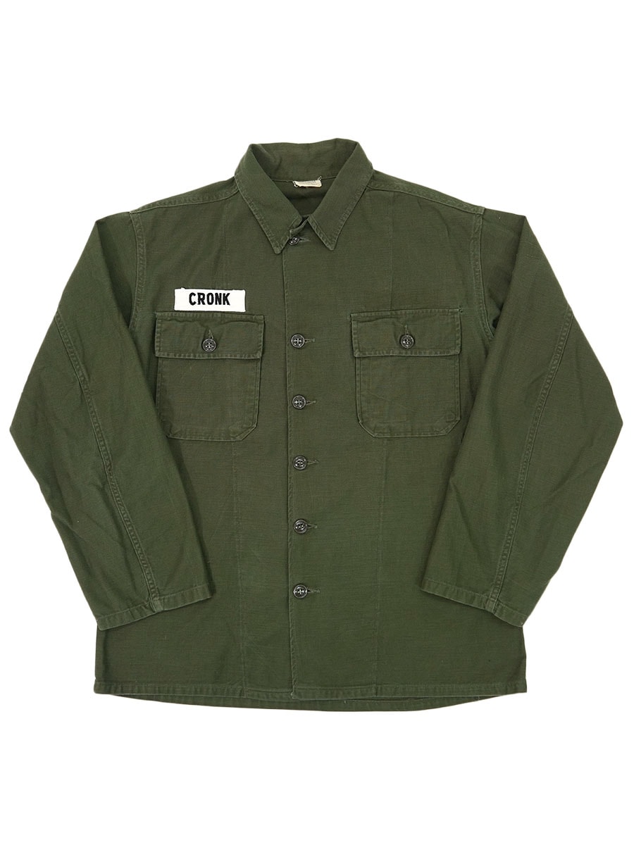 US.ARMY / 60s/ワッペン/ユーティリティシャツ/初期/長袖シャツ// 60's U.S.ARMY 1st ユーティリティシャツ ワッペン付き 表記(MEDIUM