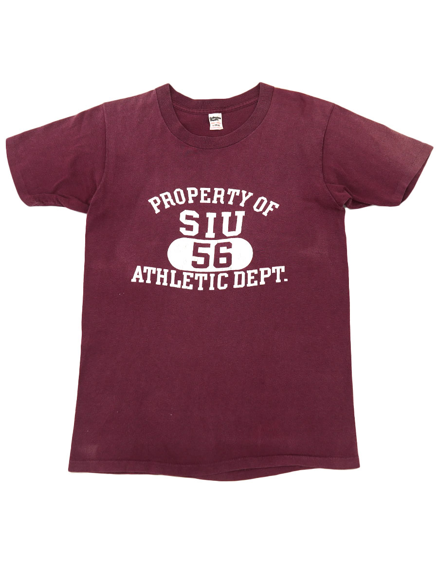 80's Collegiate Pacific ''PROPERTY OF SIU ATHLETIC DEPT.'' 4段プリント Tシャツ 表記(M)