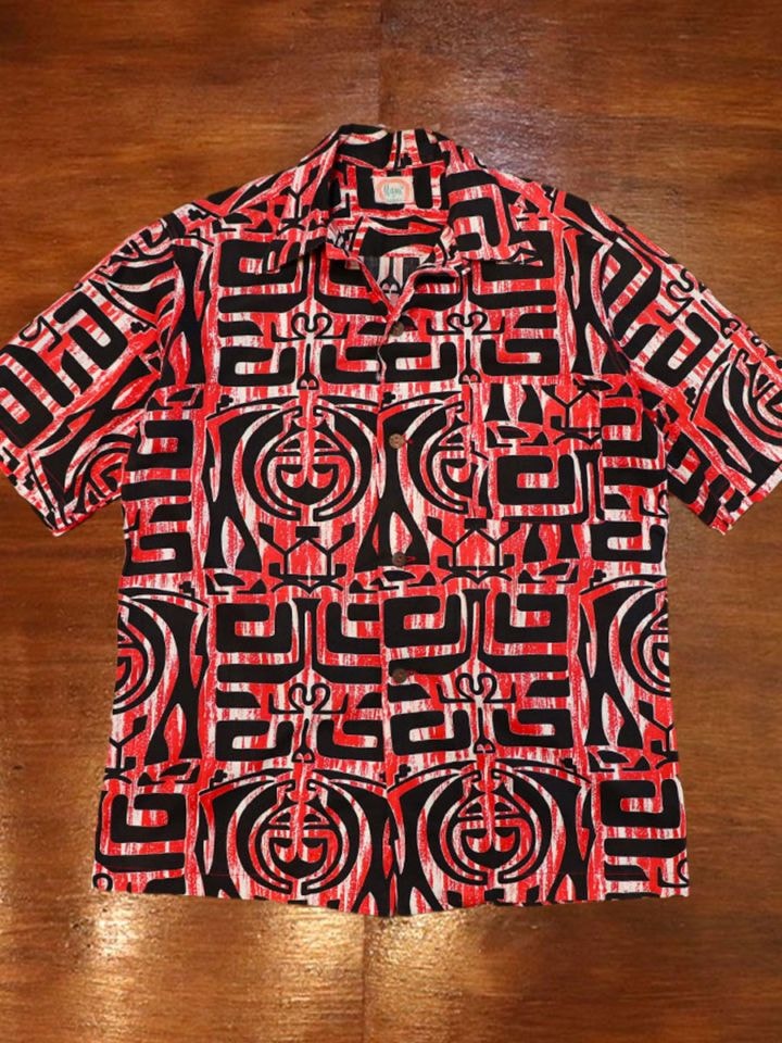 1950s COTTON HAWAIIAN SHIRT , Size L