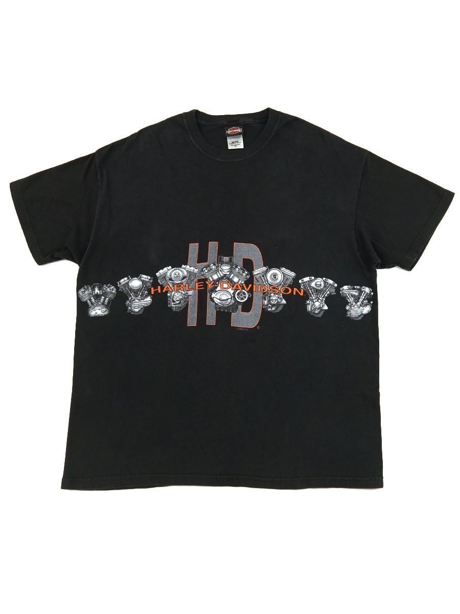 00's H-D ハーレーダヴィッドソン 歴代エンジン 両面プリント Tシャツ