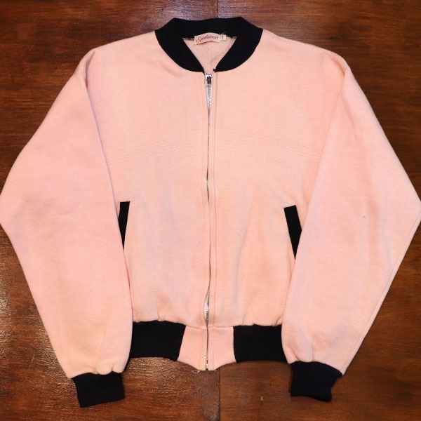 1950s VINTAGE SWEAT , PINK x BLACK , Size L