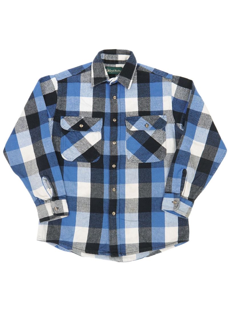 90's Gander Mountain ブロックチェックヘビーネルシャツ 青 90's Gander Mountain ブロックチェックヘビーネルシャツ 青