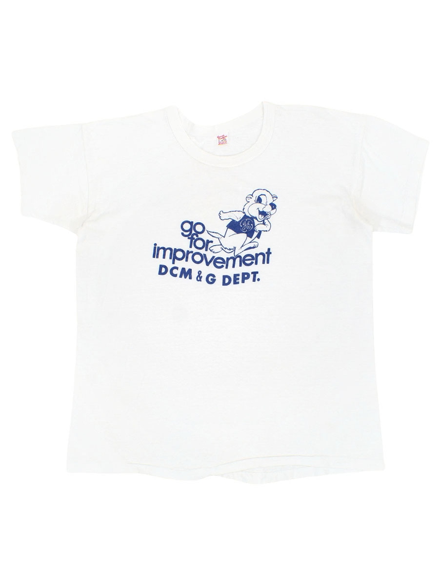 60's Russell Southern ''go for improvement DCM & DEPT.'' プリントTシャツ ホワイト 表記(XL) USA製