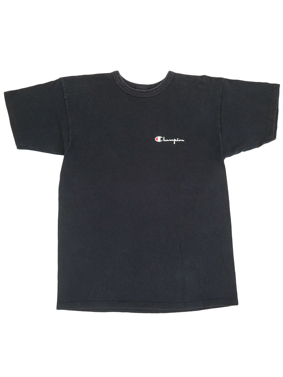 90's 青刺繍タグ チャンピオン スクリプトロゴ Tシャツ 黒 表記(L) USA製