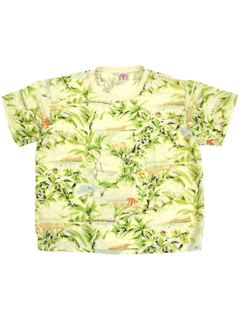 80's～ REMINISCENCE 総柄 100％レーヨン ハワイアンTシャツ 表記(L) USA製