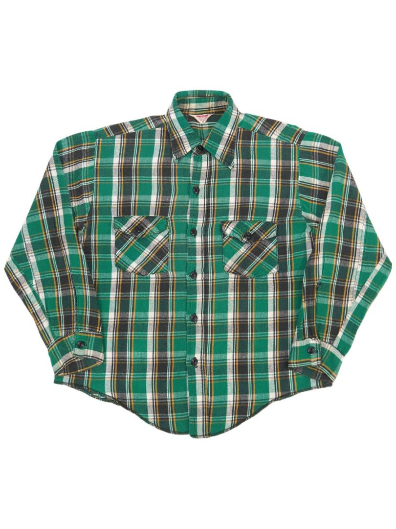 60S FROSTPROOF ネルシャツ グリーン ネイビー 60's FROSTPROOF 緑ベース 好配色チェック フランネルシャツ 表記(16
