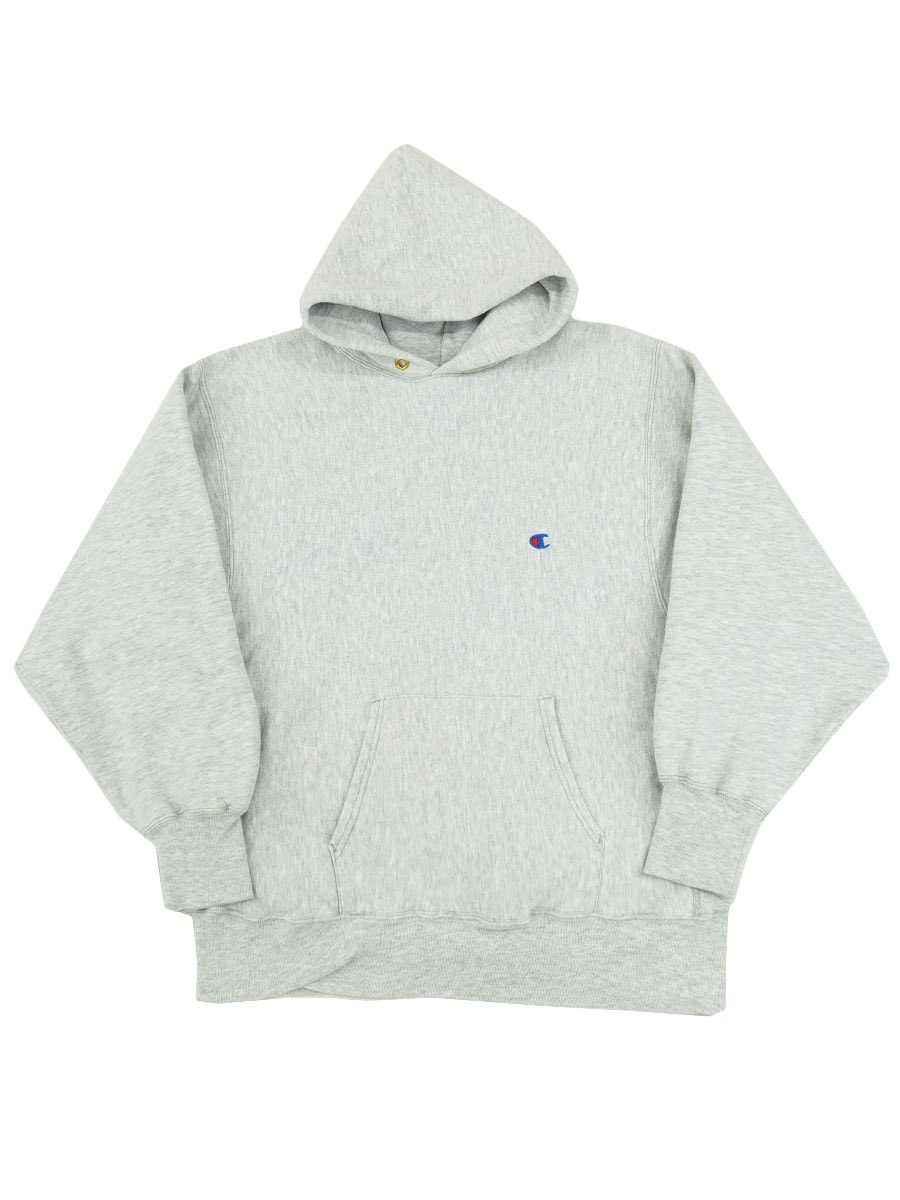 80's プリントタグ チャンピオンRWパーカ 無地グレー 表記(XL) USA製