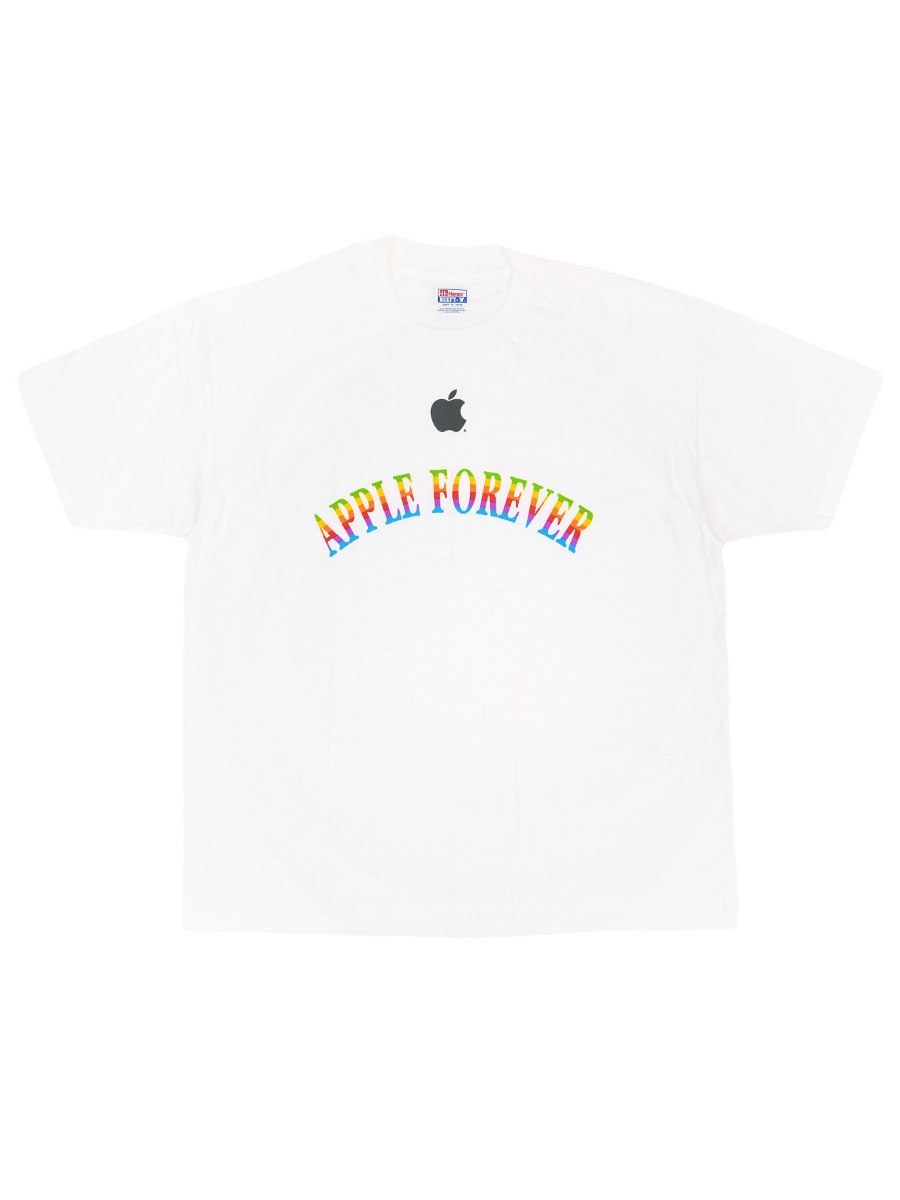 90's Hanes Apple ''APPLE FOREVER'' プリントTシャツ ホワイト 表記(XL) USA製 DEAD