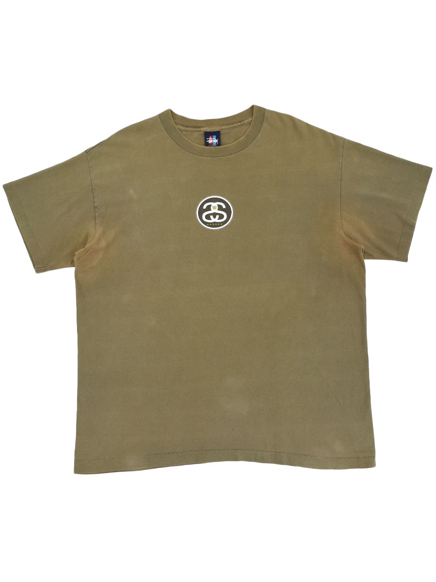 【大放出セール】 90's STUSSY SSリンク 両面プリント Tシャツ カーキ 表記(XL トップス